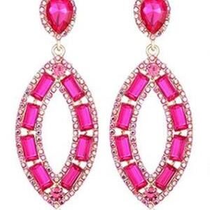 Magenta Jeweled Drop Earrings